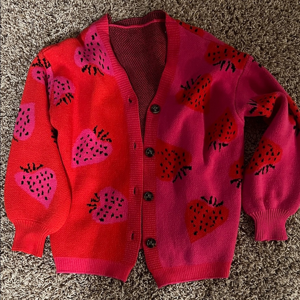 Strawberry Patterned Kids Cardigan